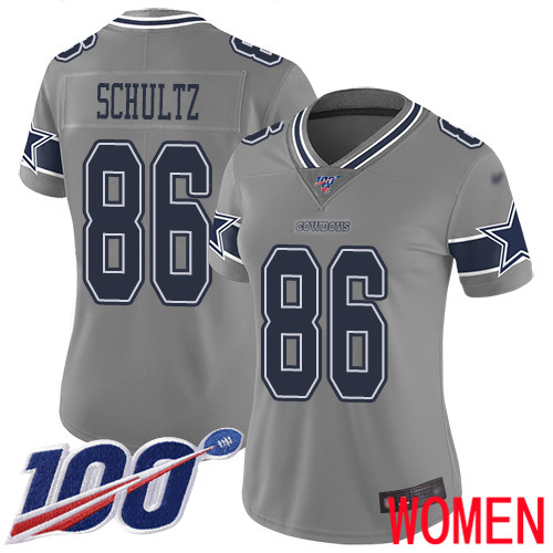 Women Dallas Cowboys Limited Gray Dalton Schultz #86 100th Season Inverted Legend NFL Jersey->dallas cowboys->NFL Jersey